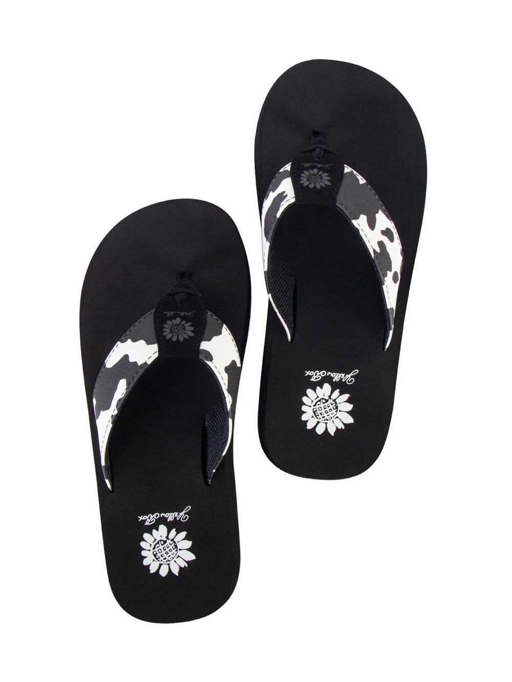 YELLOW BOX FLEXTER BLACK AND WHITE FLIP FLOPS MEDIUM WIDTH NEW IN BOOK - Picture 3 of 4